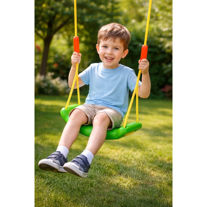 Leagan Stil Bancuta Cool Swing idealStore Verde, Scaun Confortabil, Franghii Rezistente, Inaltime Reglabila, Aspect Atractiv Culori Vii