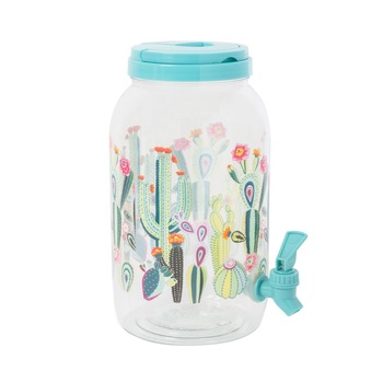 Borcan Dozator de Bauturi cu Robinet, Material Plastic cu Modele 3.8 L, Turcoaz Borcan Dozator de Bauturi cu Robinet, Material Plastic cu Modele 3.8 L, Turcoaz