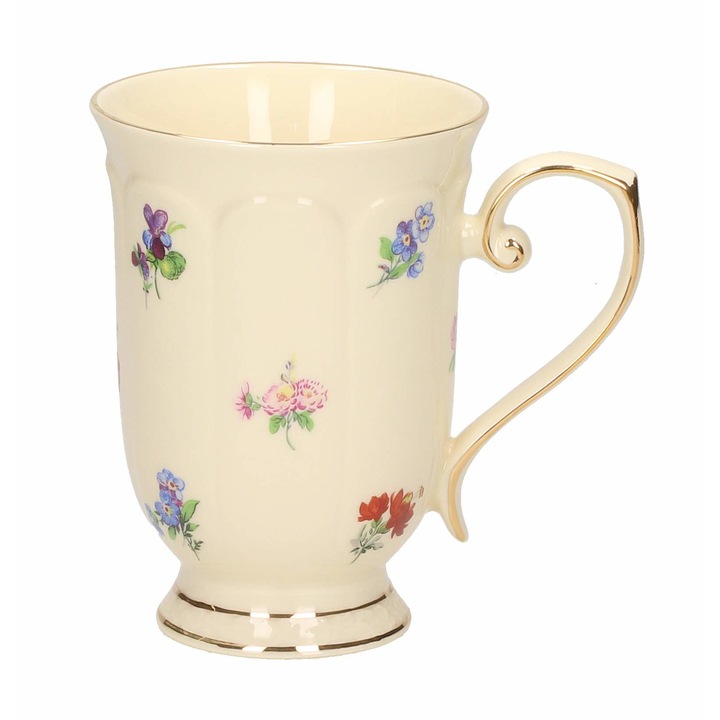 Cana, Duo Exclusive Kwiaty Ogrodowe, Cremos, 430 ml, Portelanat, cafea sau ceai