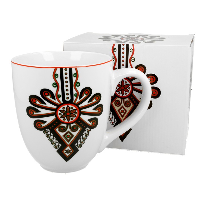 Cana, Duo Etno Parzenica XXL, Alb, 1000 ml, Portelanat, cafea sau ceai