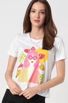 LTB, Tricou de bumbac cu model grafic Warifo, Alb LTB, Tricou de bumbac cu model grafic Warifo, Alb