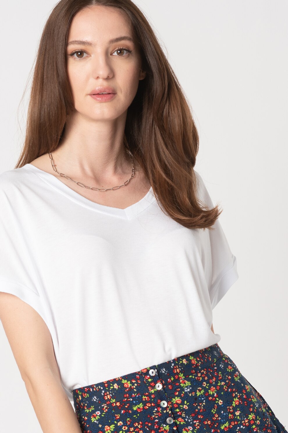 LTB, Tricou cu decolteu in V Wecibo, Alb