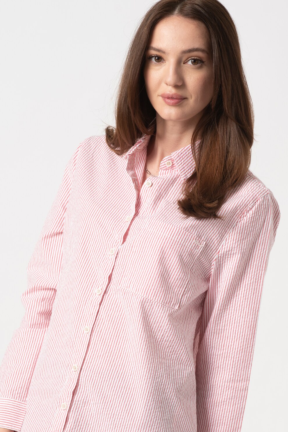 LTB, Camasa supradimensionata in dungi Notoso, Alb/Rosu