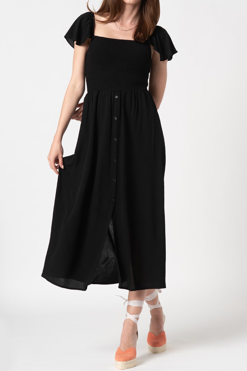 LTB, Rochie midi evazata Nifiba, Negru