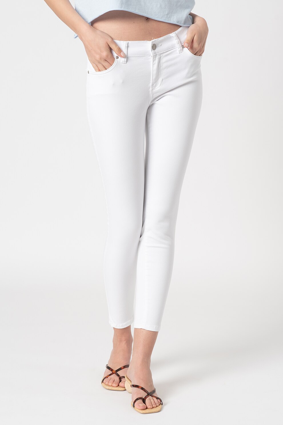 LTB, Blugi crop cu talie joasa Lonia, Alb, 29