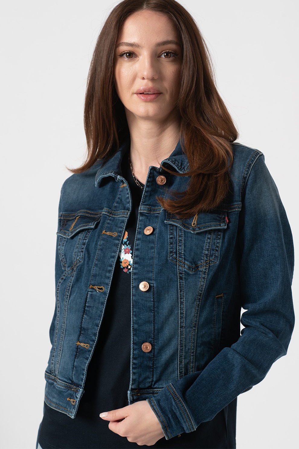 LTB, Jacheta slim fit de denim Destin, Albastru