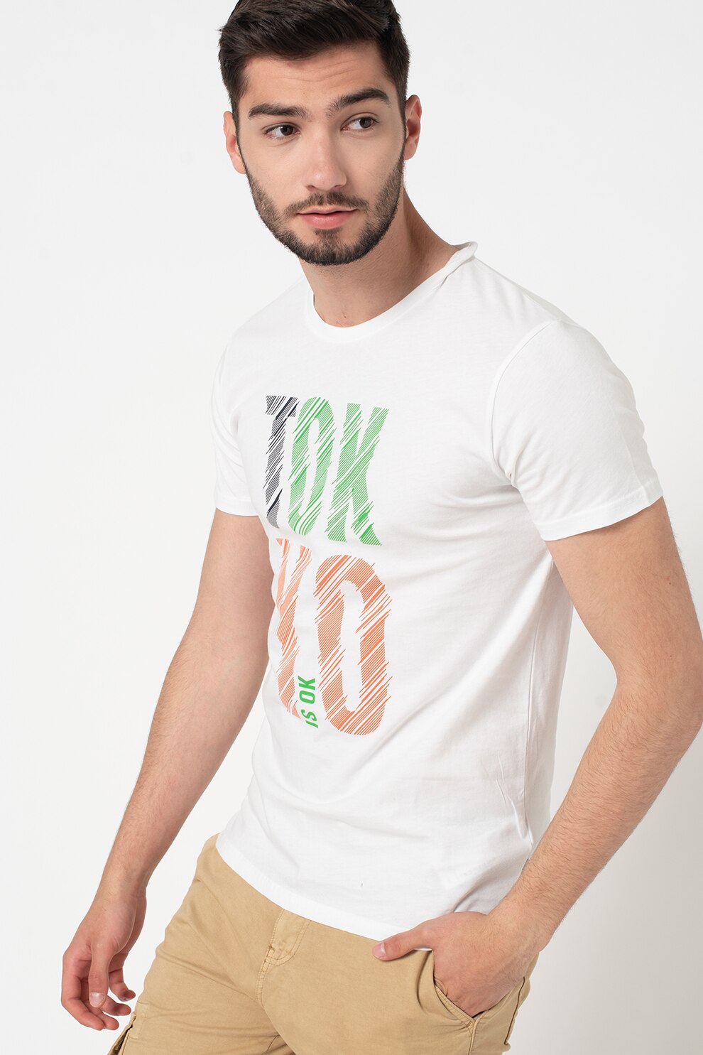 LTB, Tricou cu imprimeu text Yeloze, Alb