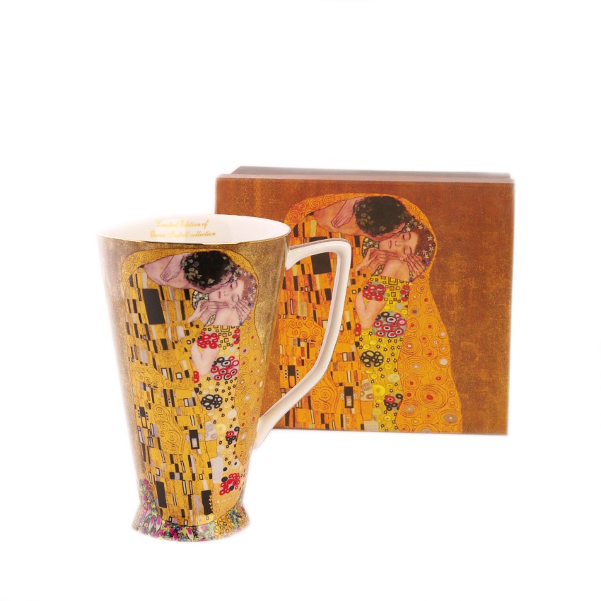 Cana ceramica inalta 500 ml in cutie cadou decor - GUSTAV KLIMT 