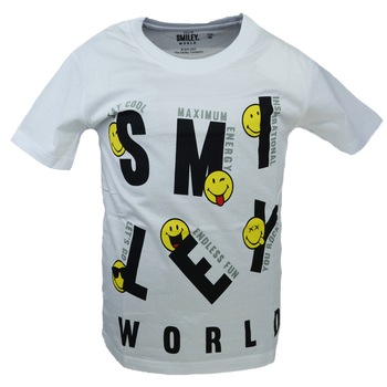 Tricou pentru baieti E Plus M Smiley World 895482, Alb 51636 Tricou pentru baieti E Plus M Smiley World 895482, Alb 51636