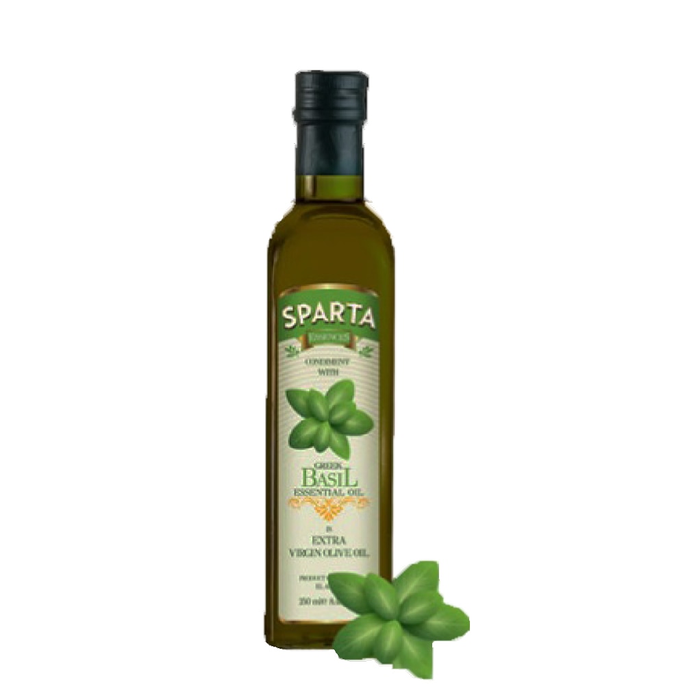 Ulei de masline extravirgin cu ulei esential de busuioc, Sparta Gold, 250ml