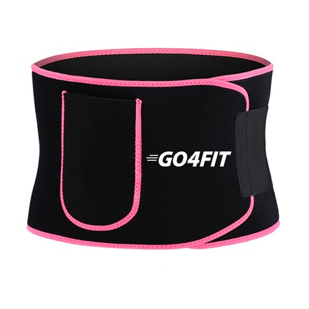 Centura de slabit, GO4FIT, pentru fitness, modelarea corpului, cu buzunar pentru telefon, roz, marimea L