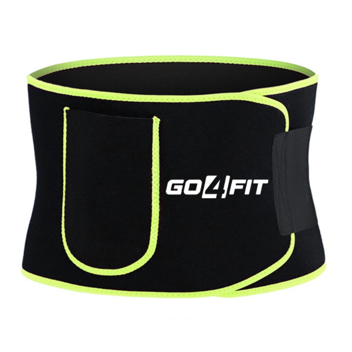 Centura de slabit, GO4FIT, pentru fitness, modelarea corpului, cu buzunar pentru telefon, verde, marimea L