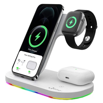 Incarcator Wireless 3 In 1 Qeno® Fast Charger QI Incarcare Rapida Dedicat Apple Iphone, Wireless AirPods, Alb Incarcator Wireless 3 In 1 Qeno® Fast Charger QI Incarcare Rapida Dedicat Apple Iphone, Wireless AirPods, Alb