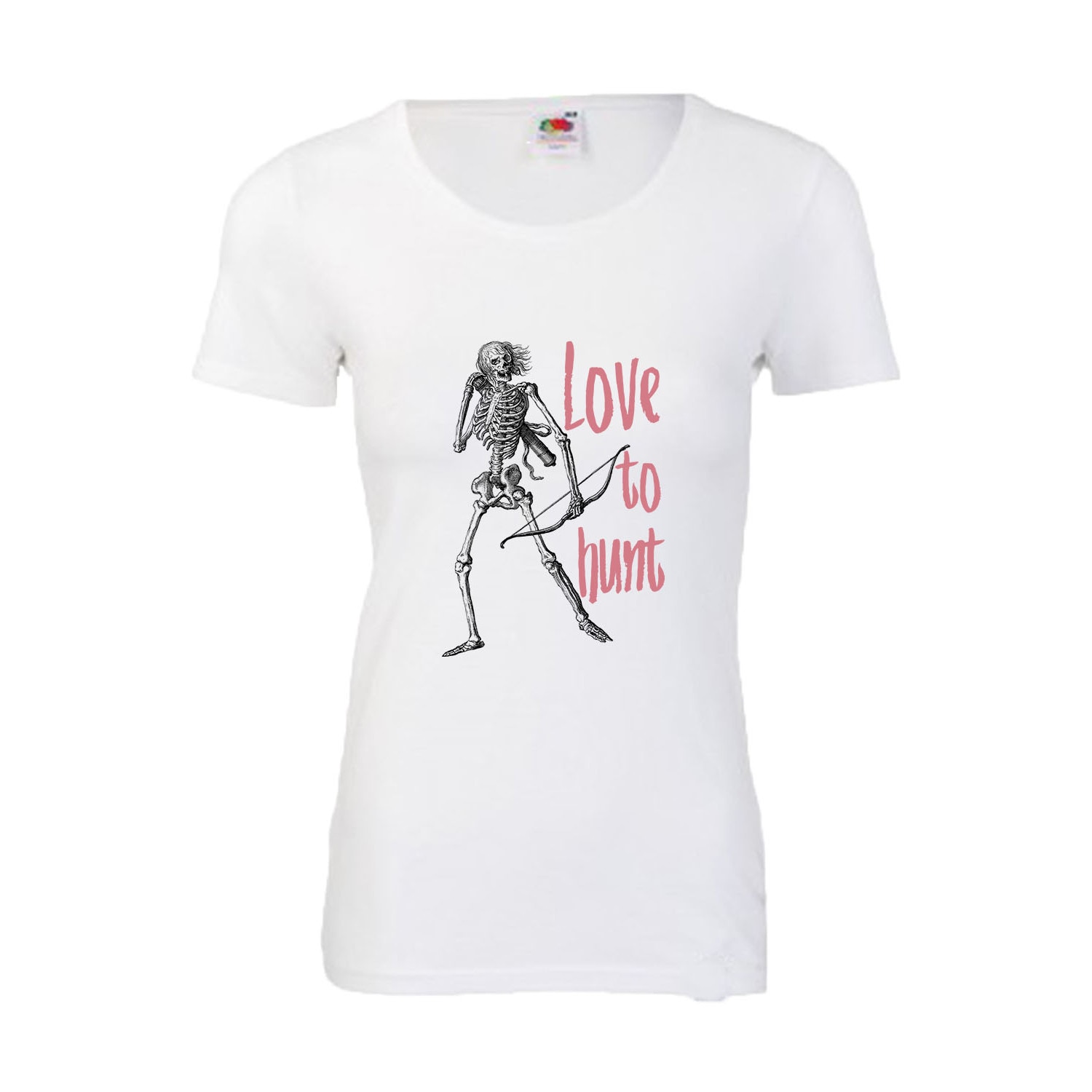 Tricou dama imprimeu grafic Love to hunt, ALB, S