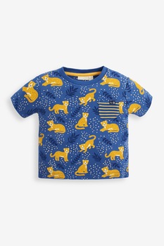 JoJo Maman Bebe, Tricou cu imprimeu grafic, Bleumarin/Oranj/Alb JoJo Maman Bebe, Tricou cu imprimeu grafic, Bleumarin/Oranj/Alb