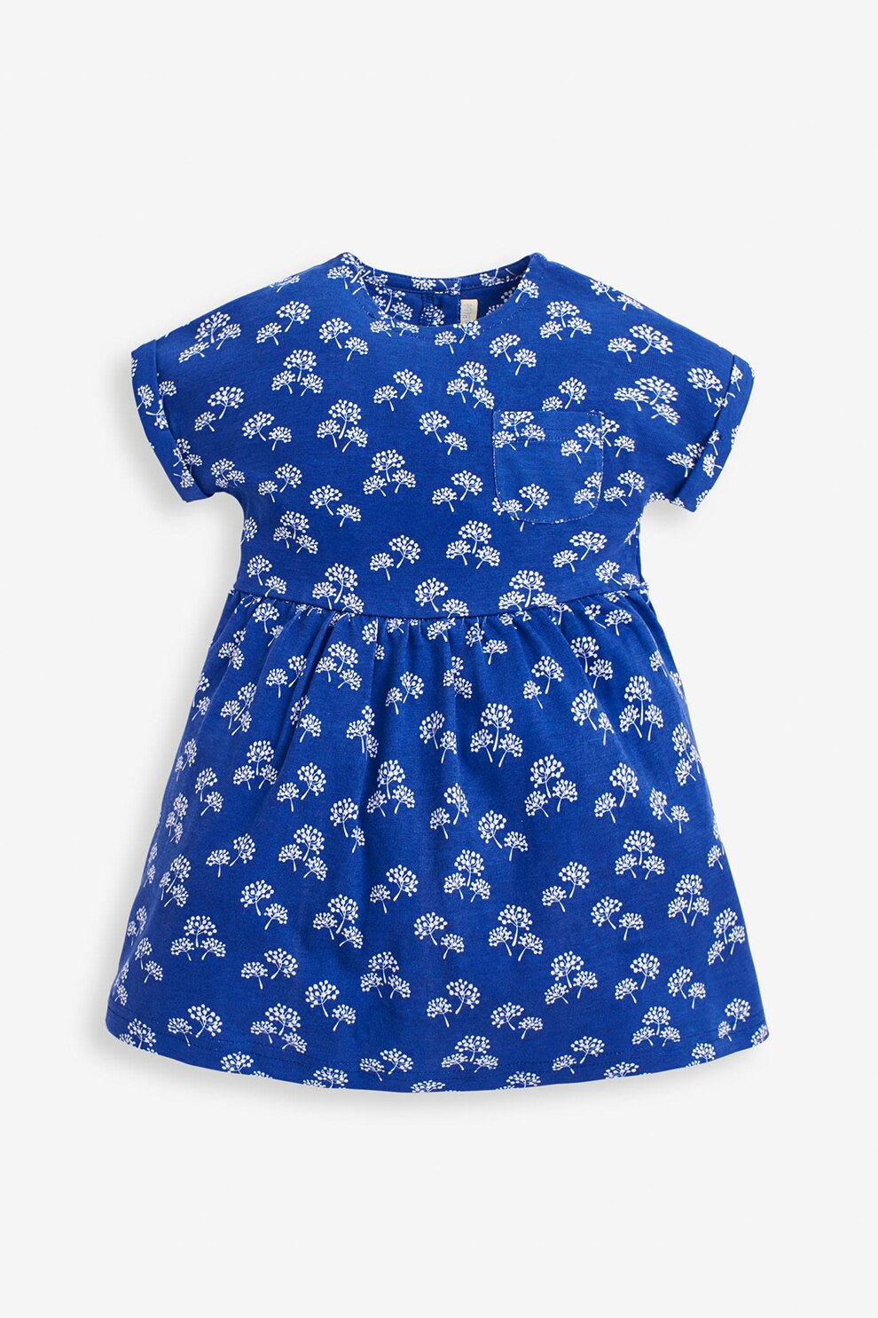 JoJo Maman Bebe, Rochie evazata cu imprimeu floral, Albastru royal/Alb