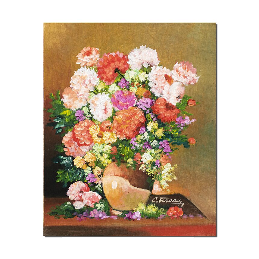 Tablou living, dormitor pictat manual - Bucurie florala (2) - 50x40cm ulei pe panza