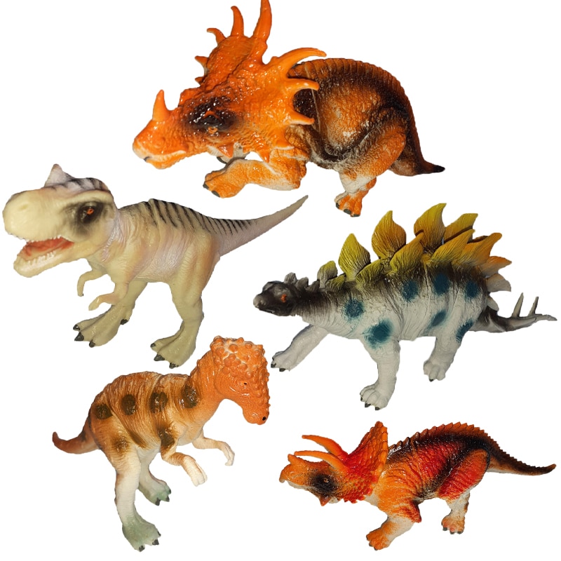 Set 5 dinozauri 18 cm Unika Toy Dinos 236002, Multicolor