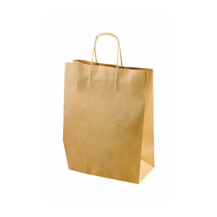 Set Sacosa hartie kraft, natur, cu maner, 50 bucati