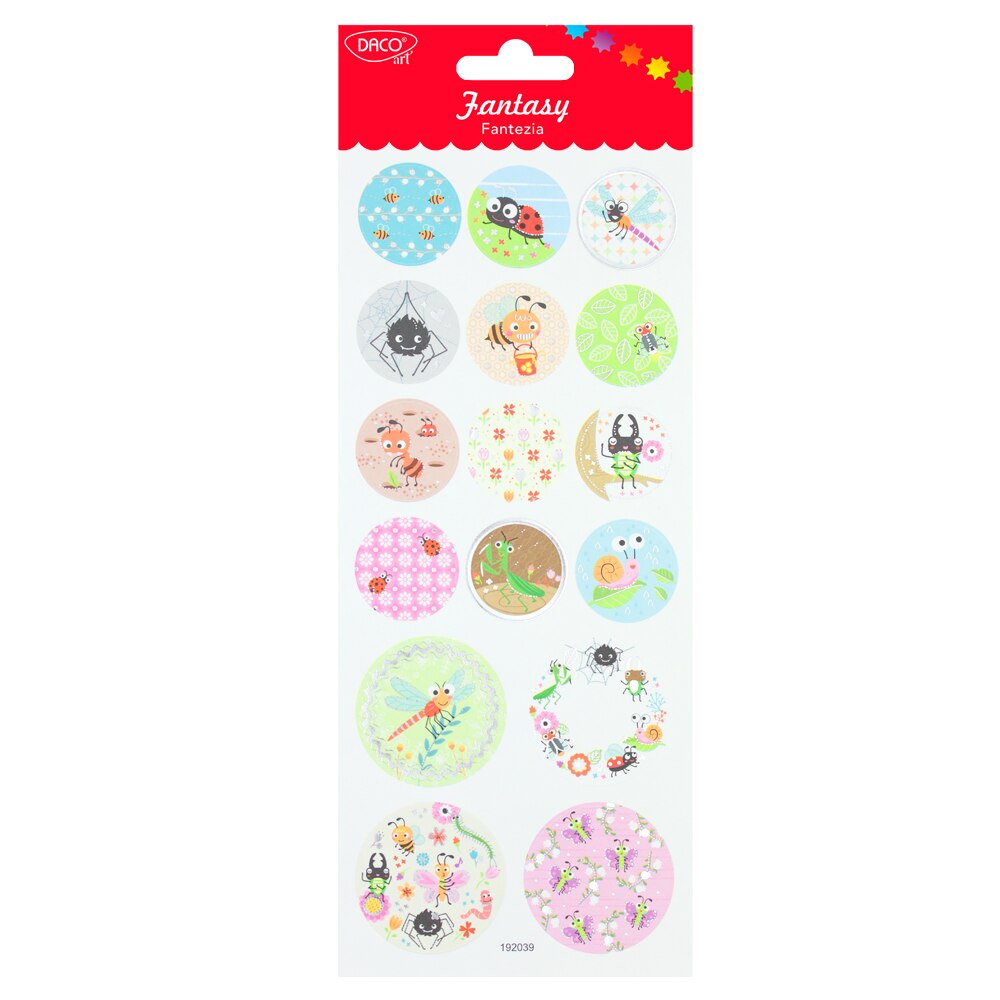 Set 16 abtibilduri insecte, Daco, Fantezia, Multicolor, AB132