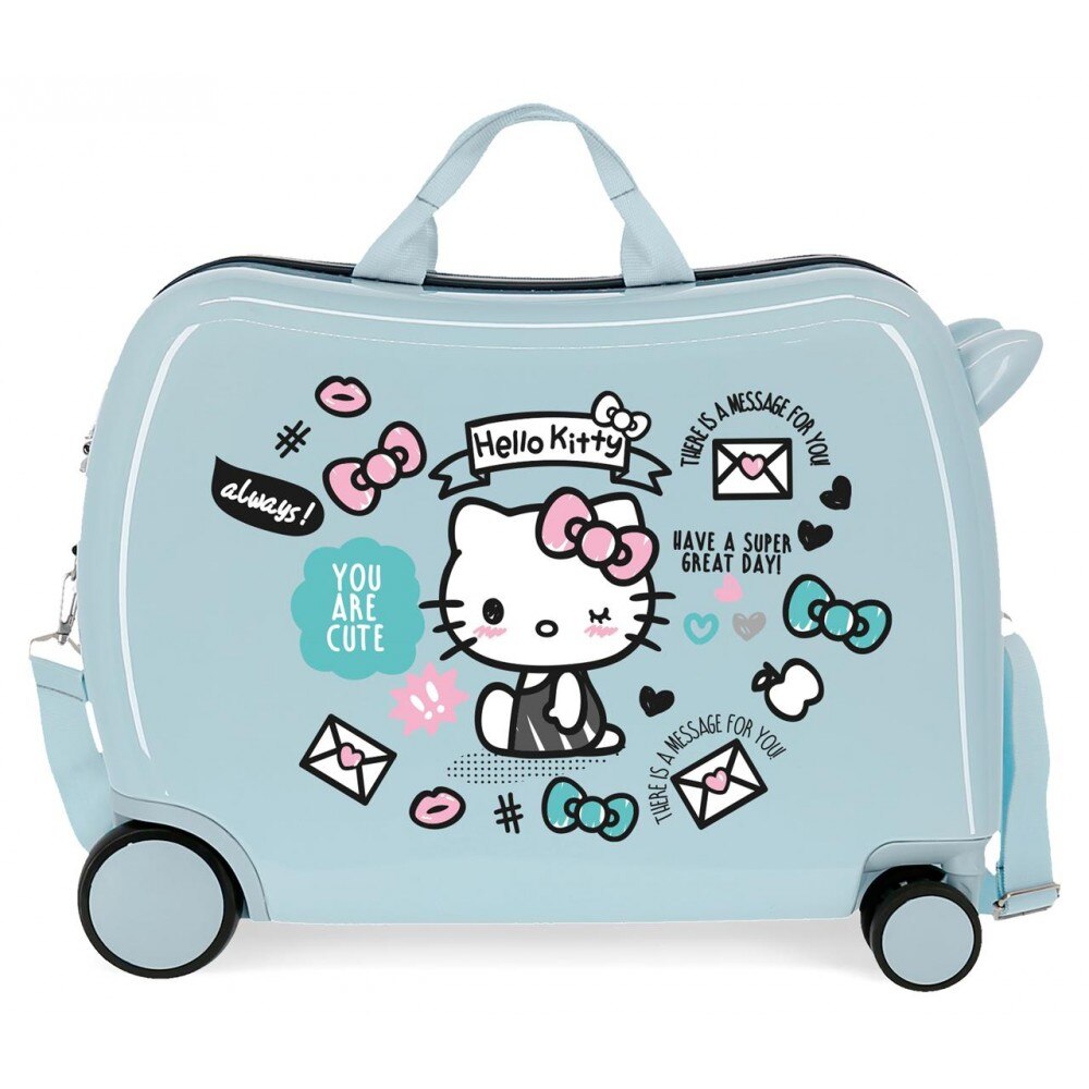 Valiza calatorie ABS Hello Kitty You are cute, albastra deschis