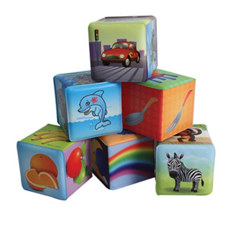 Set 6 cuburi educative Unikatoy 230598, Multicolor 6-9 luni