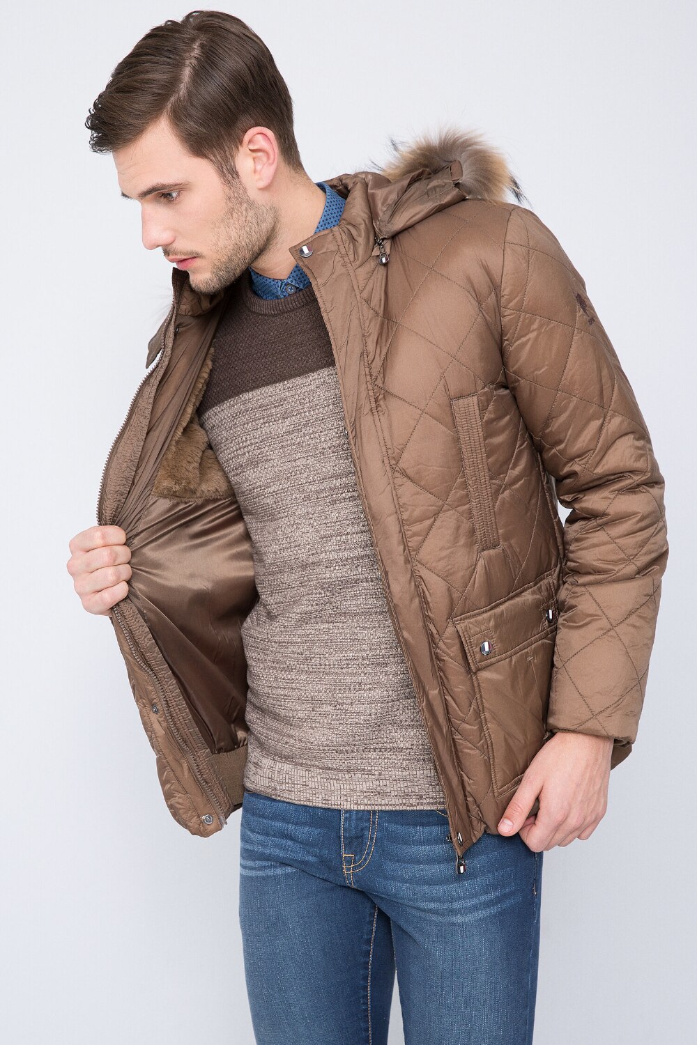 Geaca barbat, U.S. Polo Assn., G081SZ0KS.AYTO.377446, maro caramel