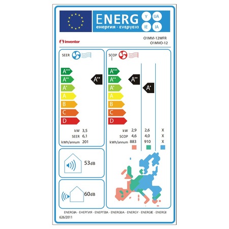Aparat de aer conditionat Inventor Omnia O1MVI-12, 12000 BTU, clasa A++, Filtru ionizator, 5 Ani garantie, alb