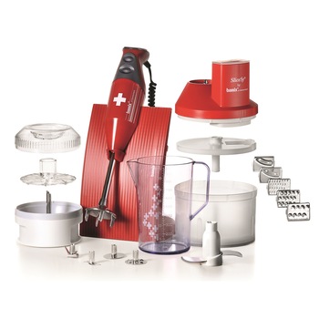 Mixer vertical Bamix Superbox, 200 W, Motor profesional 20 ani garantie, Fabricat in Elvetia, 2 Viteze, Reglare automata, 4 Lame, Vas 1 l, Procesor, SliceSy (5 lame razuire/feliere), Rosu Mixer vertical Bamix Superbox, 200 W, Motor profesional 20 ani garantie, Fabricat in Elvetia, 2 Viteze, Reglare automata, 4 Lame, Vas 1 l, Procesor, SliceSy (5 lame razuire/feliere), Rosu