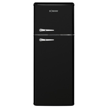 Frigider retro Bomann, DTR 353.1 N, congelator 48 l, H 143,5 cm, volum 208 litri, consum redus, lumina interioara, 2 compartimente, 5 rafturi, suport pentru sticle, picioare reglabile, negru Frigider retro Bomann, DTR 353.1 N, congelator 48 l, H 143,5 cm, volum 208 litri, consum redus, lumina interioara, 2 compartimente, 5 rafturi, suport pentru sticle, picioare reglabile, negru