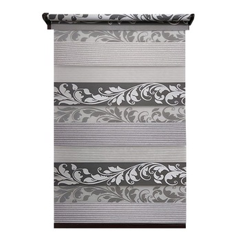 Jaluzea tip Rulou textil MINI,Deko Design,Rolete Zebra Day & Night Luxury High Quality, 72x160cm,ZS5,culoare gri cu model si insertie de sclipici,accesorii albe Jaluzea tip Rulou textil MINI,Deko Design,Rolete Zebra Day & Night Luxury High Quality, 72x160cm,ZS5,culoare gri cu model si insertie de sclipici,accesorii albe