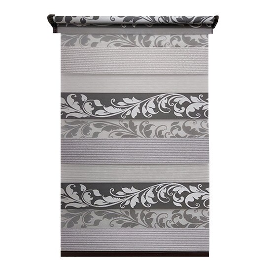 Jaluzea tip Rulou textil MINI,Deko Design,Rolete Zebra Day & Night Luxury High Quality, 44x160cm,ZS5,culoare gri cu model si insertie de sclipici,accesorii albe