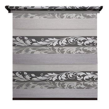 Jaluzea tip Rulou textil MAXI,Deko Design,Rolete Zebra Day & Night Luxury High Quality, 200x220cm,ZS5,culoare gri cu model si insertie de sclipici,accesorii albe Jaluzea tip Rulou textil MAXI,Deko Design,Rolete Zebra Day & Night Luxury High Quality, 200x220cm,ZS5,culoare gri cu model si insertie de sclipici,accesorii albe