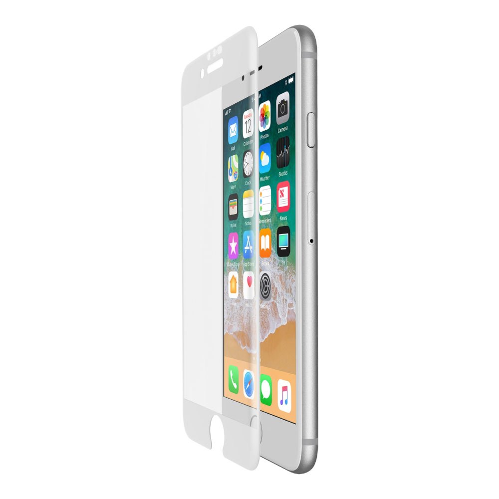 Folie de protectie pentru iPhone 6 / 6S / 7 / 8, Belkin, Sticla securizata curbata, Anti-zgarieturi, Transparent/Alb