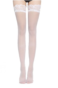 Ciorap dama, 3 sferturi, Lycra, elastic model, One Size, Alb Ciorap dama, 3 sferturi, Lycra, elastic model, One Size, Alb