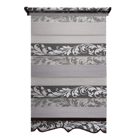 Jaluzea tip Rulou textil MINI cu Terminatie Decorativa,Deko Design,Rolete Zebra Day & Night Luxury High Quality, 90x120cm,ZS5,culoare gri cu model si insertie de slipici,accesorii albe