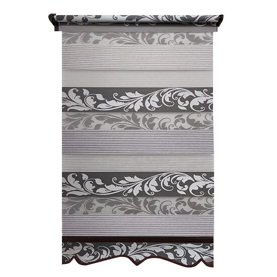 Jaluzea tip Rulou textil MINI cu Terminatie Decorativa,Deko Design,Rolete Zebra Day & Night Luxury High Quality, 44x140cm,ZS5,culoare gri cu model si insertie de slipici,accesorii albe