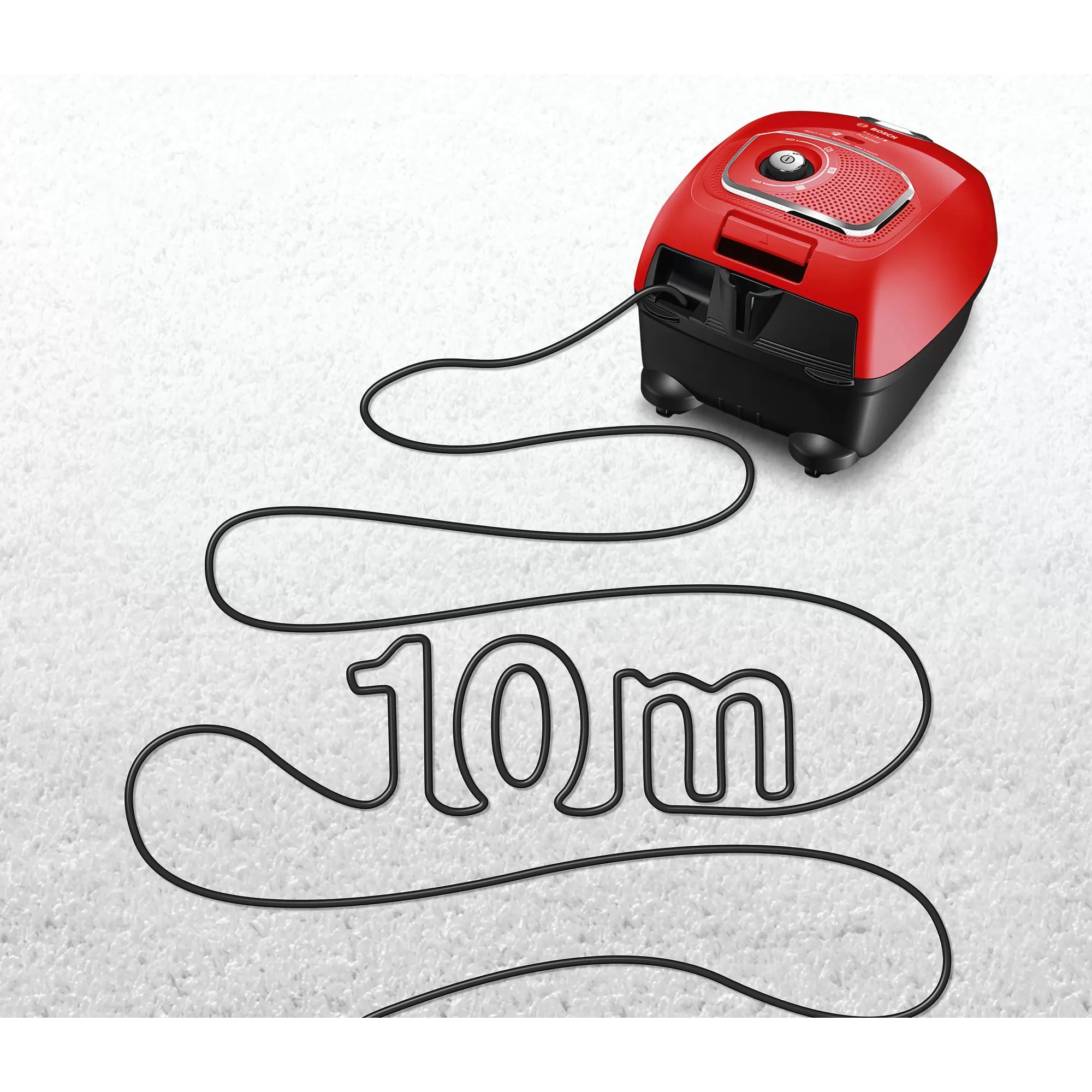 Aspirator cu sac Bosch BGLS4PET2, 600W, sac praf 4L, filtru HEPA, perie AirTurbo Plus, rosu