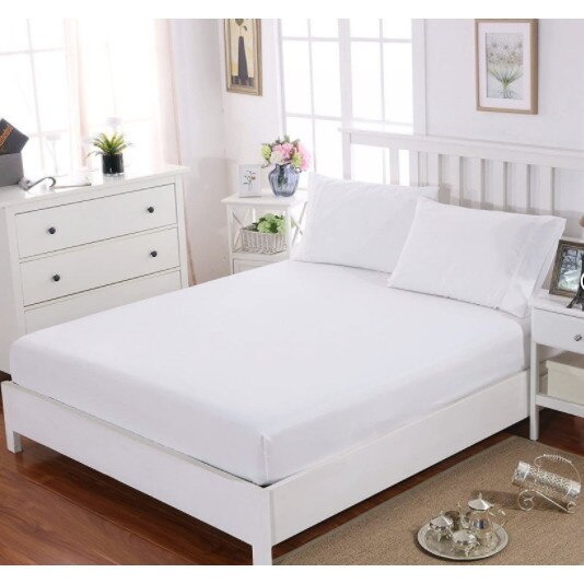 Cearsaf cu elastic DEco,100 % bumbac,alb,180x200cm