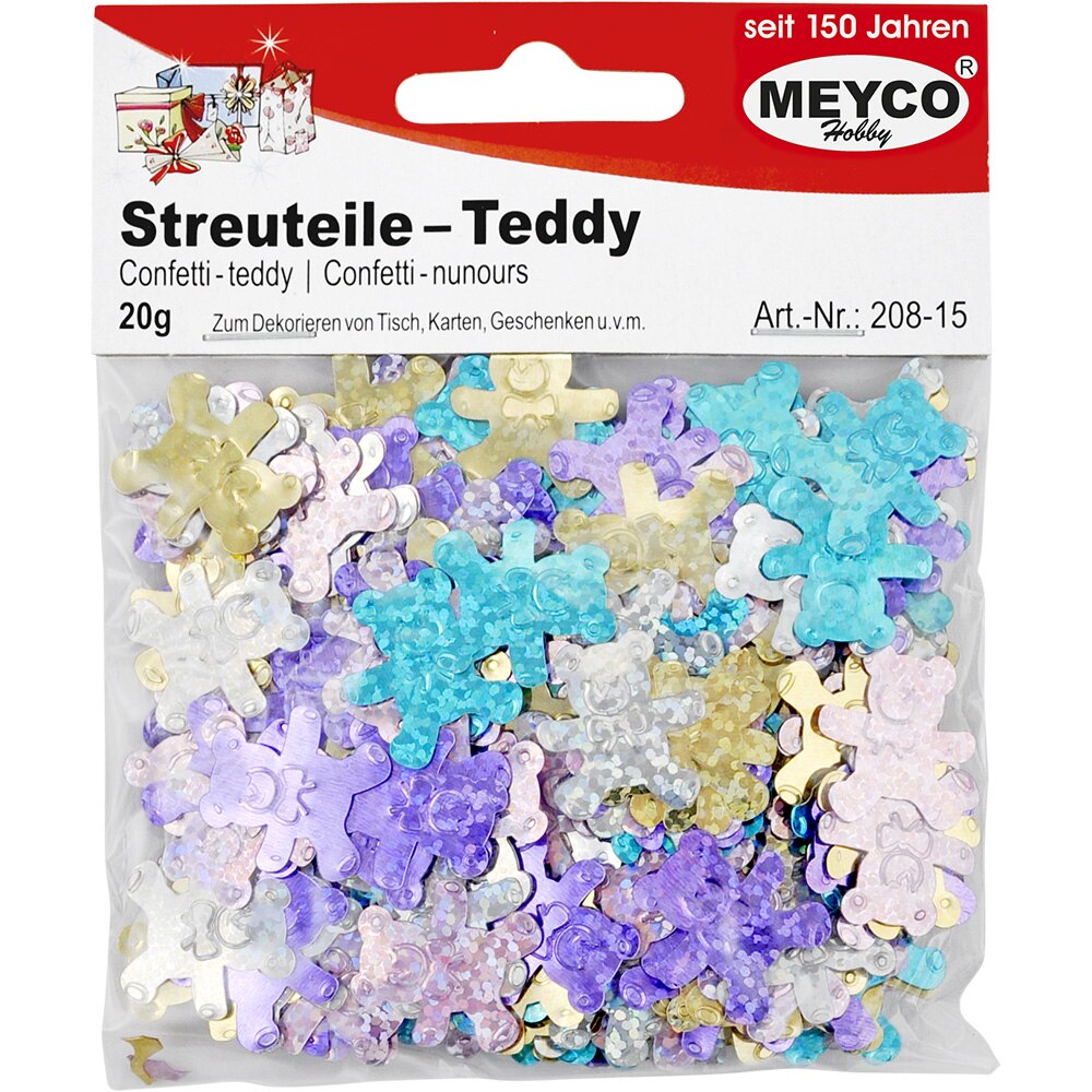 Accesorii creatie, paiete/confetti ursuleti, 20g, diferite culori, Meyco