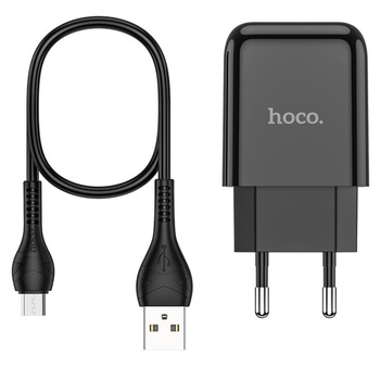 Incarcator priza EU, 5V / 2.1 A, 1 x USB, HOCO N2 Vigour, cu cablu microUSB, lungime 1m, negru Incarcator priza EU, 5V / 2.1 A, 1 x USB, HOCO N2 Vigour, cu cablu microUSB, lungime 1m, negru
