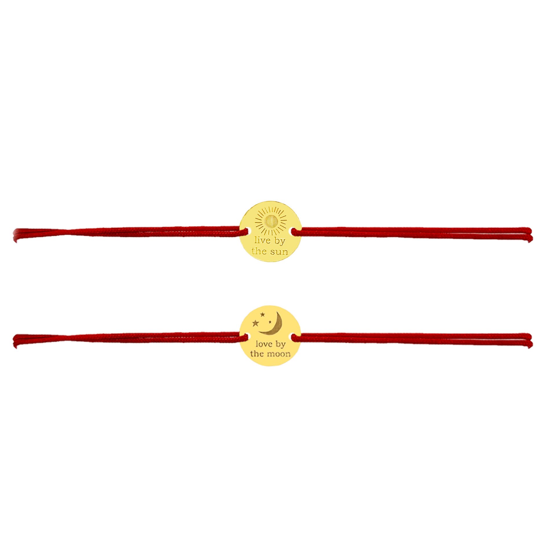 Set 2 bratari snur reglabil, Grata, Sun and Moon , Au14k