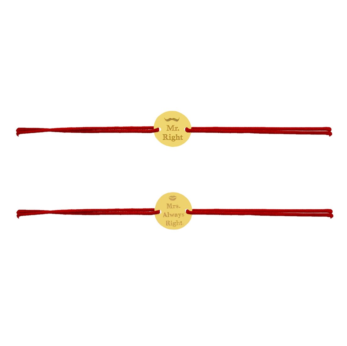 Set 2 bratari snur reglabil, Grata, Mrs and Mr Right , Au 14k