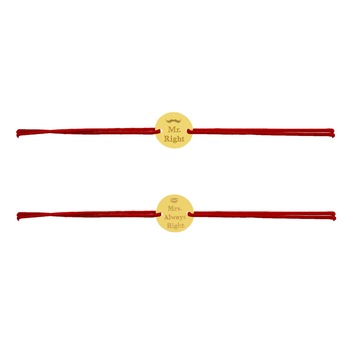 Set 2 bratari snur reglabil, Grata, Mrs and Mr Right , Au 14k Set 2 bratari snur reglabil, Grata, Mrs and Mr Right , Au 14k