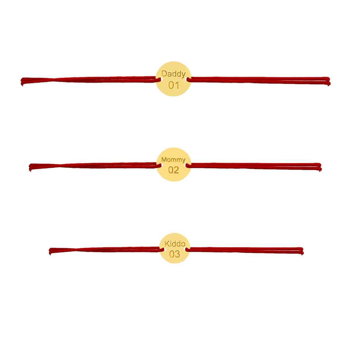 Set 3 bratari snur reglabil, Grata, Family , Au14k