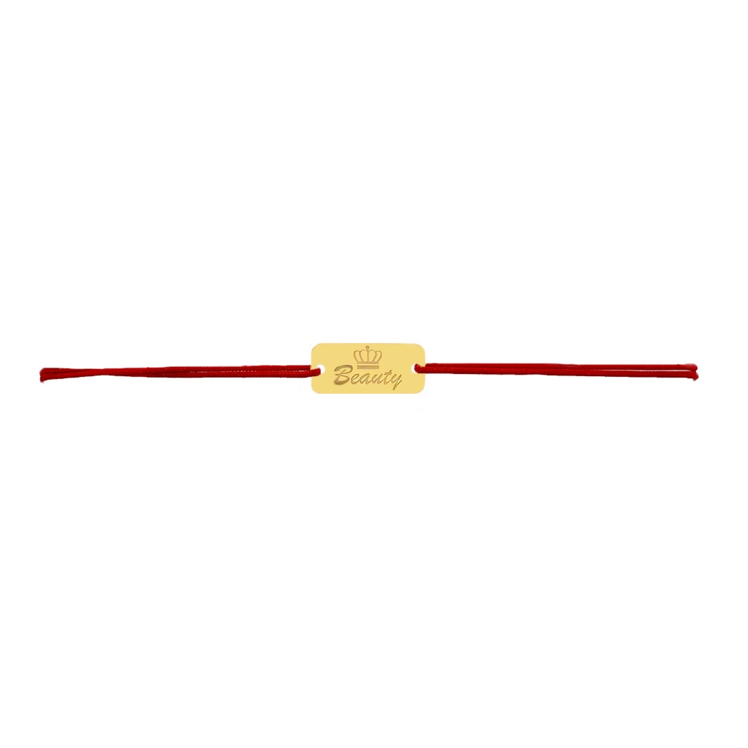 Bratara snur reglabil, Grata, Placuta Beauty, Au 14 K