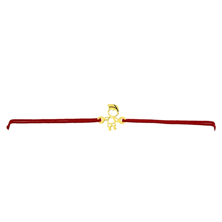 Bratara din aur masiv 14K, snur reglabil, Baietel cu sapca – bijuterie GRATA handmade Romania