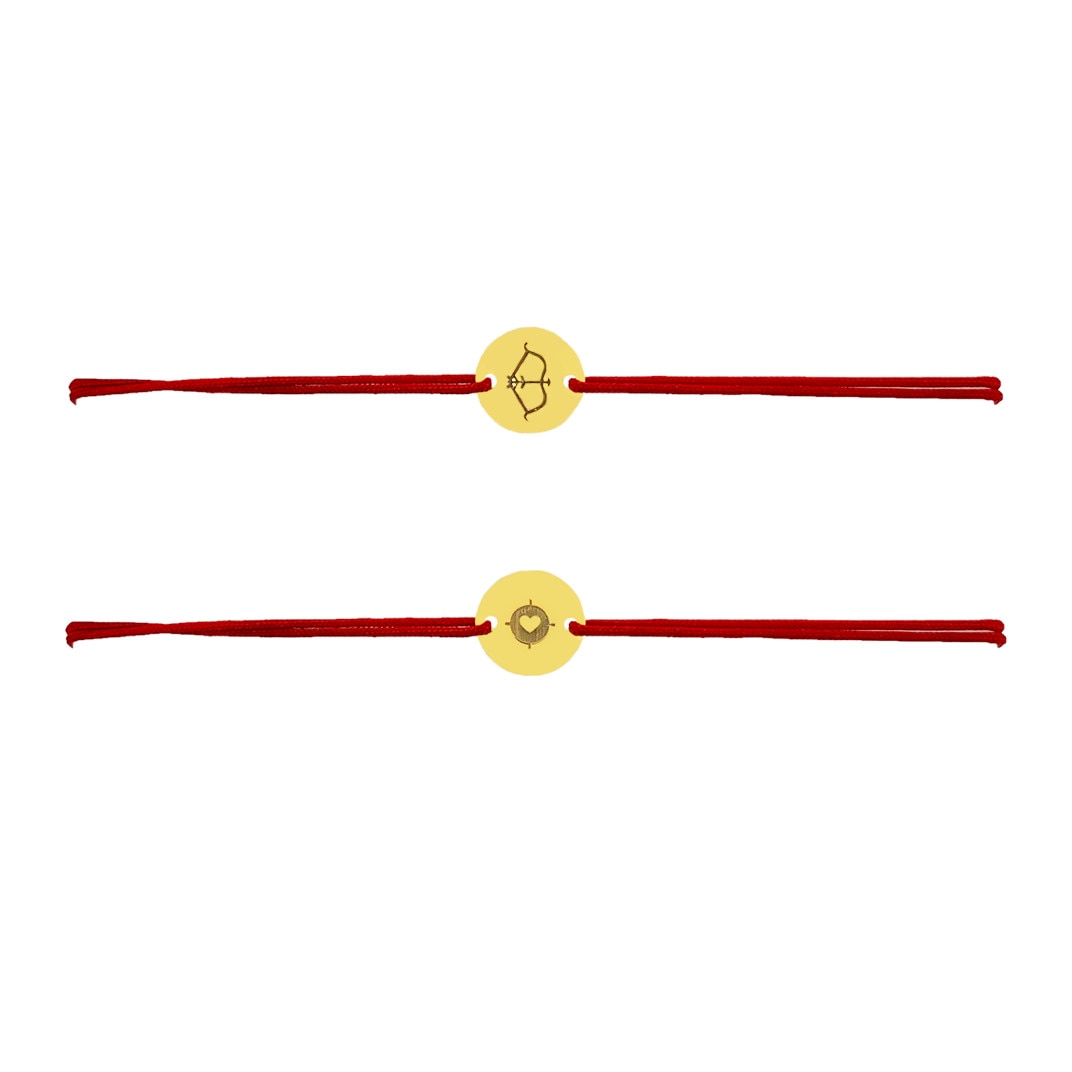 Set 2 bratari snur reglabil, Grata, Arc si Tinta , Au14k