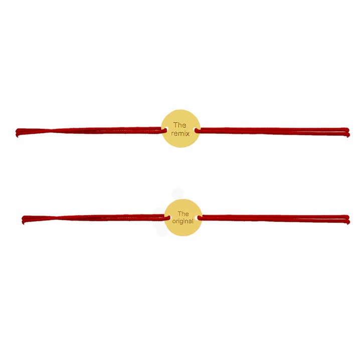 Set 2 bratari din aur masiv 14K, snur reglabil, Original and Remix – bijuterie GRATA handmade Romania