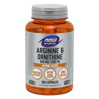 Pulbere de arginina si citrulina NOW SPORTS, 500mg / 250mg (Arginina si ornitina ) 100 capsule vegetale Pulbere de arginina si citrulina NOW SPORTS, 500mg / 250mg (Arginina si ornitina ) 100 capsule vegetale